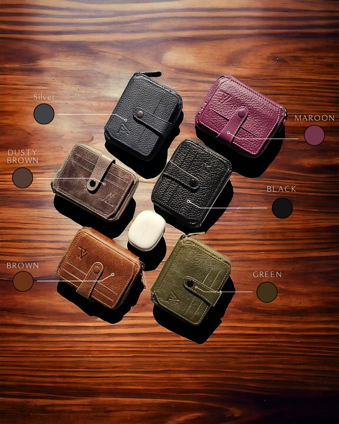 Cash, Card, and Coin Wallet with Button – Premium Leather - Ali Leather